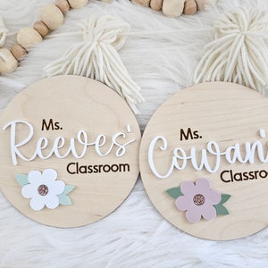 Personalized Teacher Door Plaque Daisy Teacher Name Sign Classroom Door Sign Gift for Teacher image 1