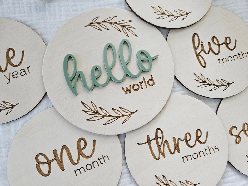Hello World Birth Announcement Disc | Newborn Birth Announcement Sign ...