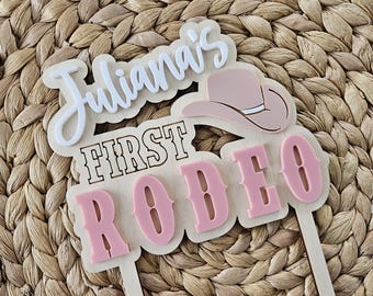 Personalized Cowgirl Cake Topper | First Rodeo Birthday Decor