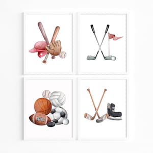 Sports Print Set | Watercolour Athletes Prints | Nursery Prints