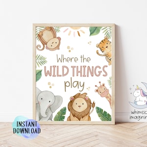 Druckbare Dschungel Tiere Spielzimmer Wandkunst | Wo die wilden Kerle spielen