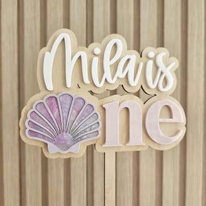 Personalized Seashell Birthday Cake Topper | Mermaid Party Decor