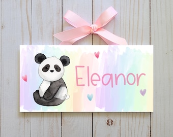 Personalized Panda Name Sign | Watercolor Kids Room Decor