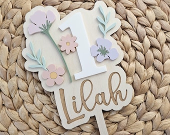 Wildflower Cake Topper | First Birthday Cake Topper | Wildflower Party Decor  | One Birthday | Flower Cake Topper