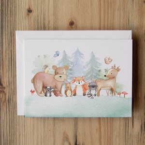 Jolie carte pour enfants et bébés | Carte De Vœux Animaux De La Forêt | Carte Nouveau Bébé