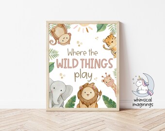 Where the Wild Things Play Print | Cute Jungle Animal Playroom Print