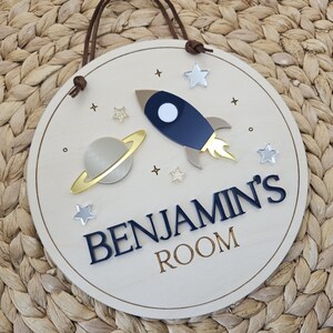 Rocket Ship Space Name Sign | Child's Bedroom Door Name Plaque - Etsy