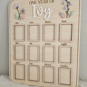 Wildflower First Birthday Photo Board Birthday Party Decor Wildflower Themed First Birthday Party One Year of Photo Frame image 9