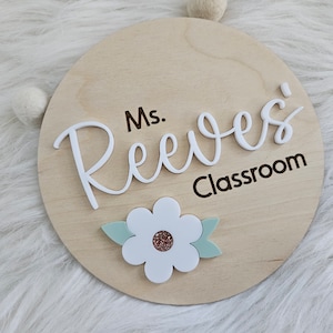 Personalized Teacher Door Plaque Daisy Teacher Name Sign Classroom Door Sign Gift for Teacher image 3