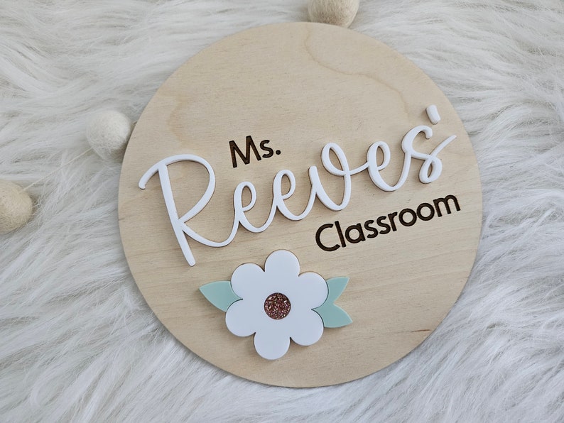 Personalized Teacher Door Plaque Daisy Teacher Name Sign Classroom Door Sign Gift for Teacher image 3