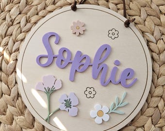 Wildflower Floral Name Sign | Personalized Kids Door Sign