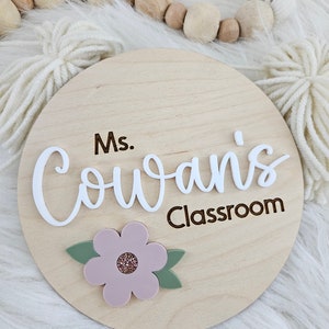 Personalized Teacher Door Plaque Daisy Teacher Name Sign Classroom Door Sign Gift for Teacher image 4