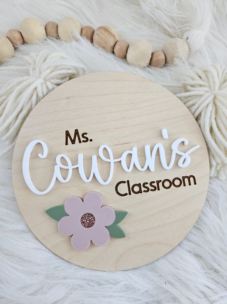 Personalized Teacher Door Plaque Daisy Teacher Name Sign Classroom Door Sign Gift for Teacher image 4