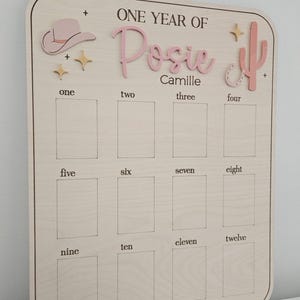 First Year Rodeo Frame Cowboy First Birthday Photo Board | Monthly Milestone Frame - Etsy