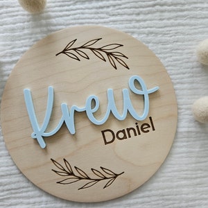 Personalized Newborn Birth Disc Birth Announcement Name Sign Double-Sided Hospital Sign with Birth Stats Baby Photo Prop image 7