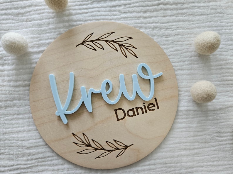 Personalized Newborn Birth Disc Birth Announcement Name Sign Double-Sided Hospital Sign with Birth Stats Baby Photo Prop image 7