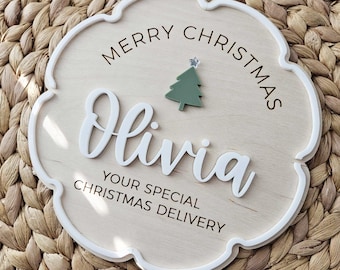Personalized Christmas Eve Box Plaque | Etched Baltic Birch Sign