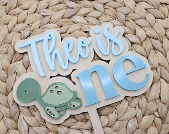 Under the Sea First Birthday Cake Topper | Sea Turtle Party Decor  | One Birthday