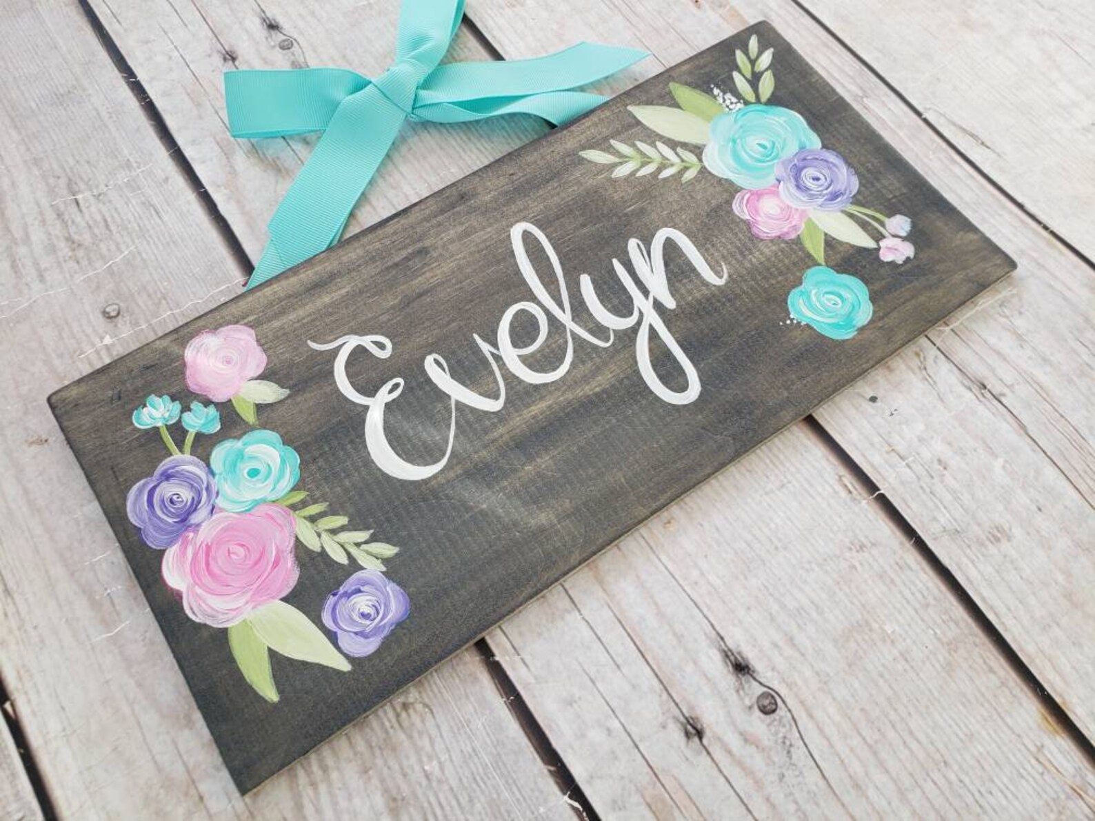 Personalized Floral Name Sign Flower Nursery Decor floral Etsy