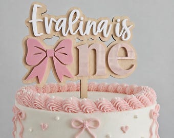 Personalized Bow Cake Topper | Coquette Party Decor