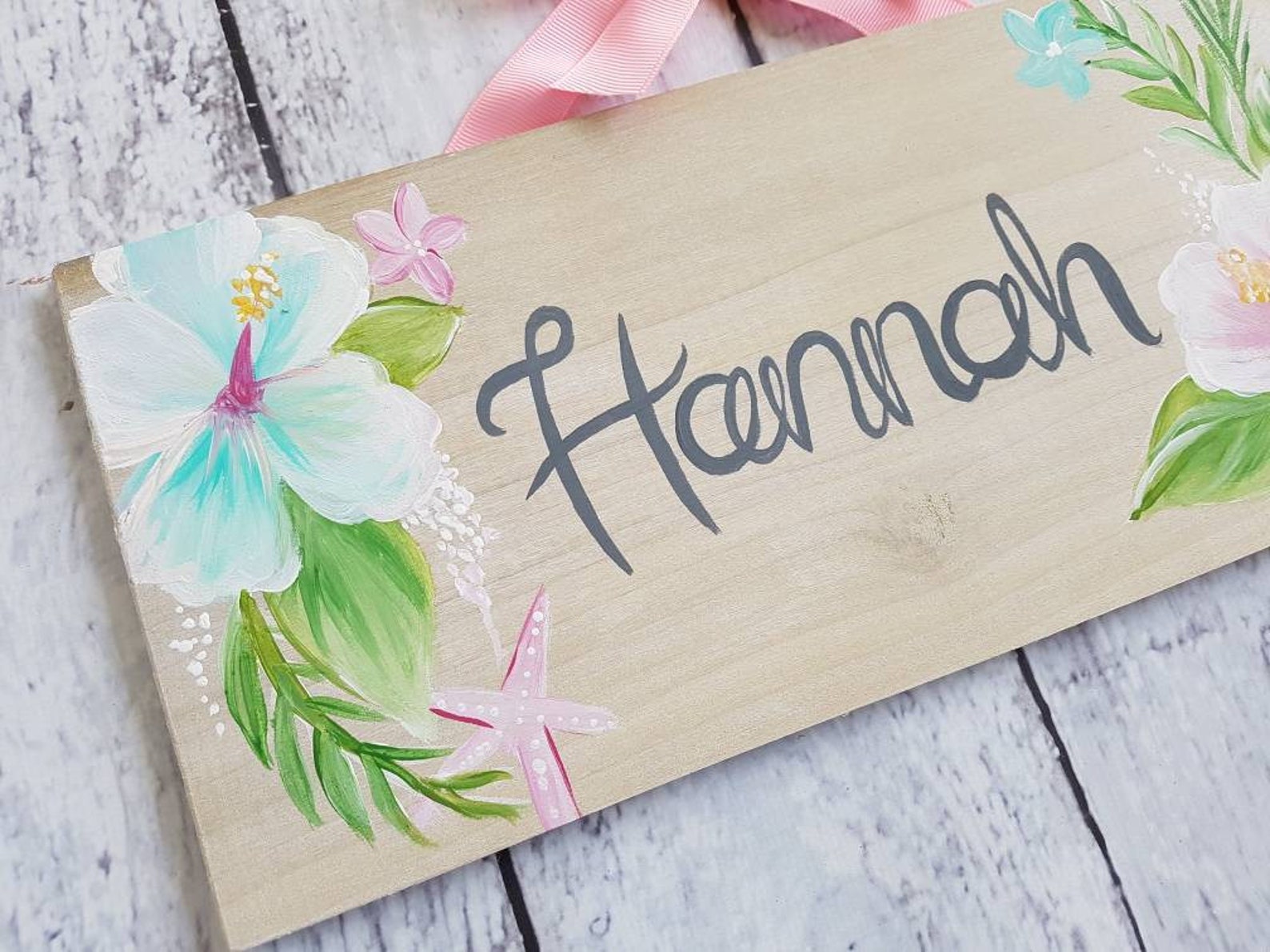 Hawaiian Aloha Themed Name Sign/ Tropical Flowers/ Hibiscus Etsy