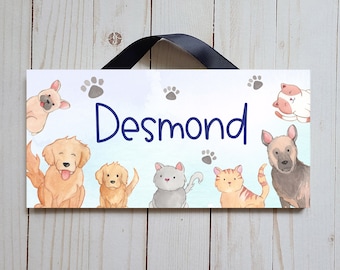 Personalized Dogs and Cats Name Sign | Child's Bedroom Door Sign