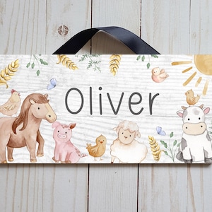 Signe de nom d&#39;animaux de ferme | Panneau de porte pour enfants