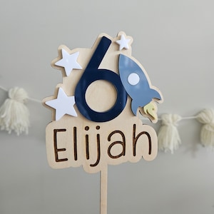 Personalisierte Space Cake Topper | Weltraum Motto Party Dekor