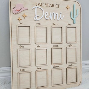 First Year Rodeo Frame Cowboy First Birthday Photo Board | Monthly Milestone Frame - Etsy