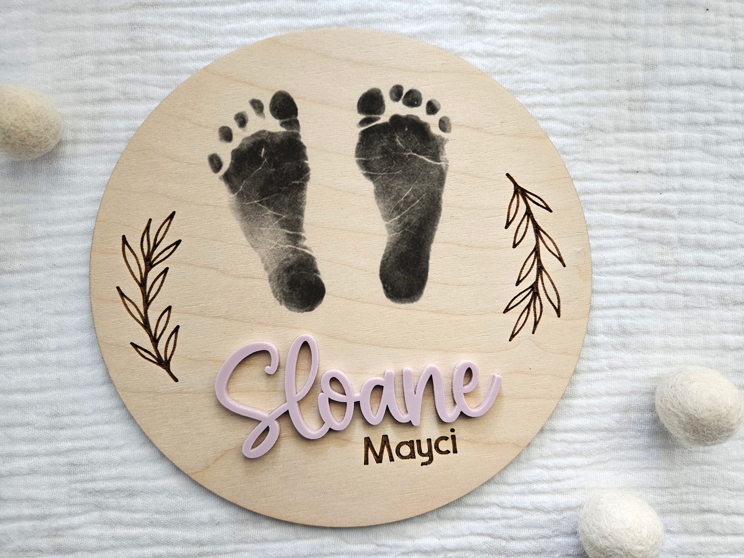 Personalized Baby Birth Announcement Sign | Footprint Plaque - Etsy