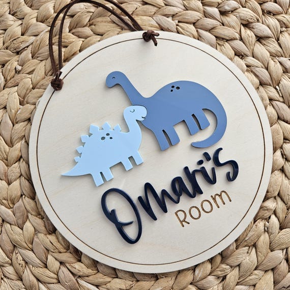 Dinosaur Bedroom Door Name Sign | Children's Name Sign | Name Plaque for Door | Dinosaur Name Sign