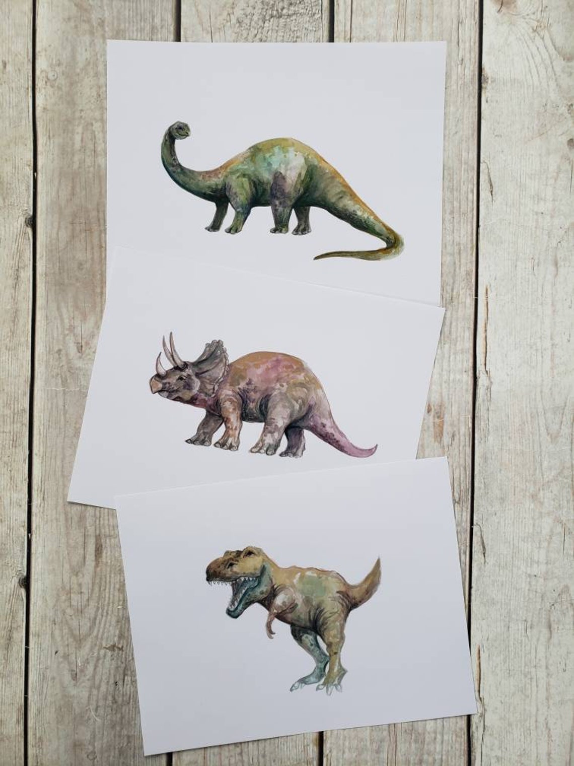 Watercolour Dinosaur Prints/ Set of 3 Dinosaur Prints for | Etsy