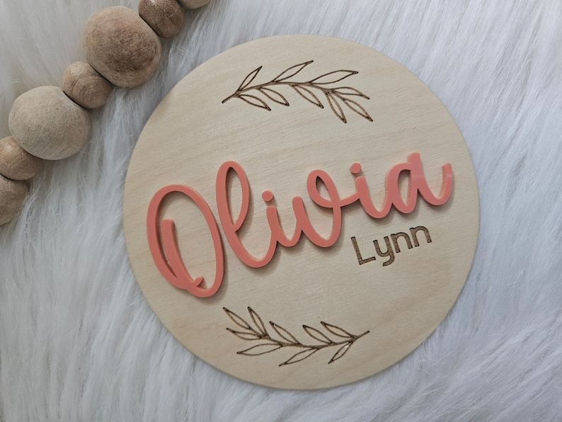 Personalized Newborn Birth Disc Birth Announcement Name Sign Double-Sided Hospital Sign with Birth Stats Baby Photo Prop image 6