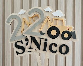 Construction Truck Digger Cake Topper | First and Second Birthday Decor