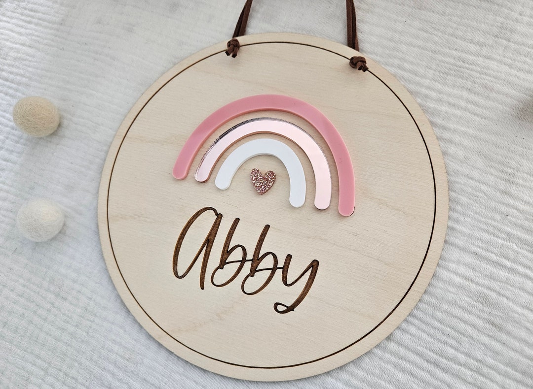 Rainbow Bedroom Door Name Sign Children's Name Sign Name Plaque for
