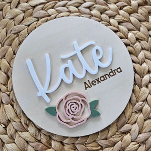 Prénom nouveau-né | Disque naissance bébé | Faire-part de naissance | Panneau d'hôpital recto-verso avec statistiques de naissance | Accessoire photo pour bébé