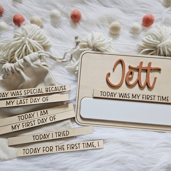 Personalized Milestone Board | Monthly Baby Milestones Photo Prop | Milestone Photo Prop for Children with Interchangeable Prompts
