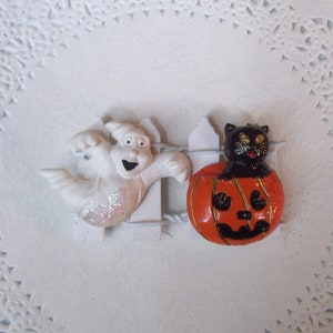 Halloween Magnet - Ghost magnet - Jack-o-lantern magnet - Halloween decor - Black cat magnet - pumpkin magnet - repurposed jewelry