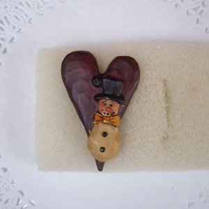 Snowman brooch - Christmas brooch - Christmas jewelry - Snowman jewelry - Snowman heart pin