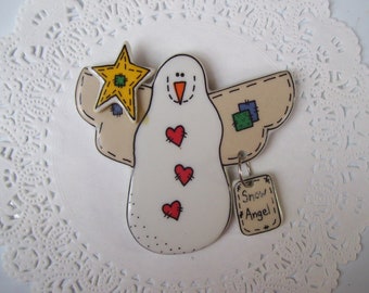 Snow Angel magnet - Angel magnet - Christmas angel magnet - repurposed jewelry - Christmas magnet - Christmas decor