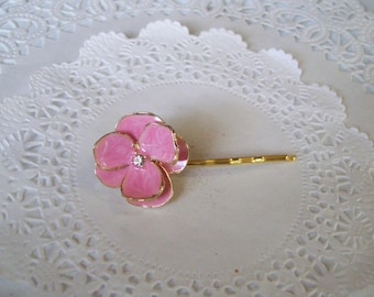 Flower hair pin - pansy hair pin - pink flower hair pin - repurposed jewelry - hair accessories - hair jewelry