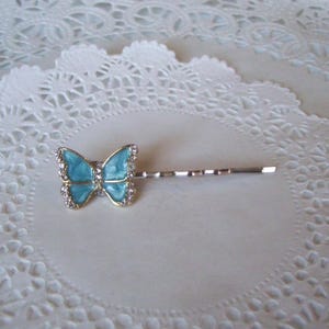 Butterfly hair pin - jeweled butterfly hair pin - repurposed jewelry - rhinestone butterfly - friend gift - hair accessories - hair jewelry