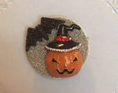 Halloween Magnet - Pumpkin Magnet Refrigerator magnet - Repurposed jewelry - Jack-o-lantern - bat magnet - Halloween decor