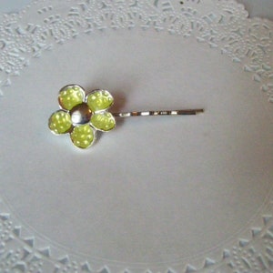 Flower hair pin - yellow flower hair pin - repurposed jewelry - jeweled hair pin - hair accessories