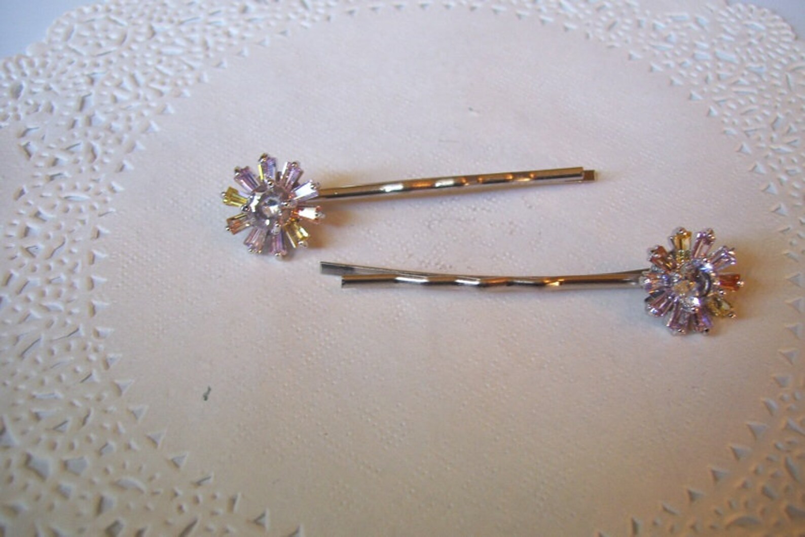Rhinestone Hair Pin 397 Glass Hair Pin Flower Hair Pin Etsy