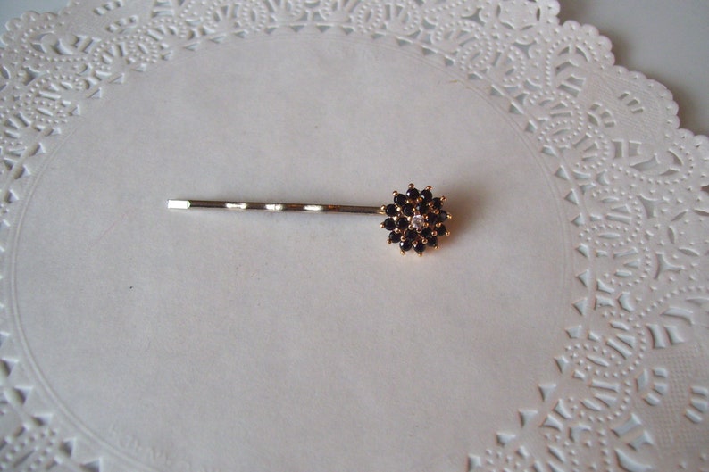 repurposed jewelry Black Onyx hair pin Black rhinestone hair pin jeweled hair pin hair accessories rhinestone hair pin