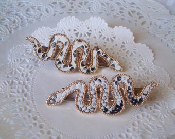 Snake hair clip - repurposed jewelry - hair accessories - goth hair clip - friend gift - birthday gift - snake jewelry