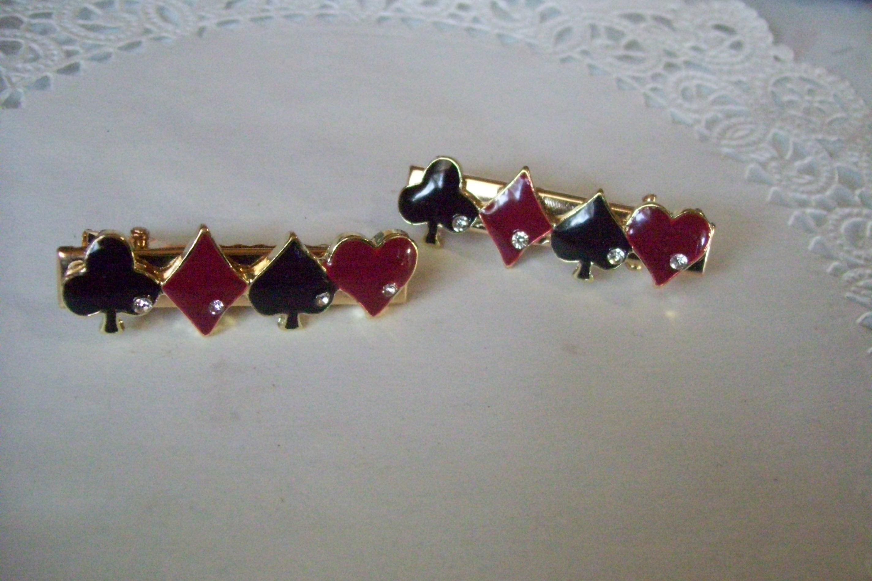 Poker Hair Clip - Repurposed Jewelry - Spade Hair Clip