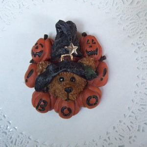 Halloween magnet - Boo Magnet - Halloween Bear magnet - Boyd&#39;s Bear Halloween Bear magnet - repurposed jewelry - witch hat magnet