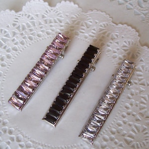 Rhinestone hair clip - jeweled hair clip - pink rhinestone hair clip - clear rhinestone hair clip - black rhinestone hair clip - friend gift